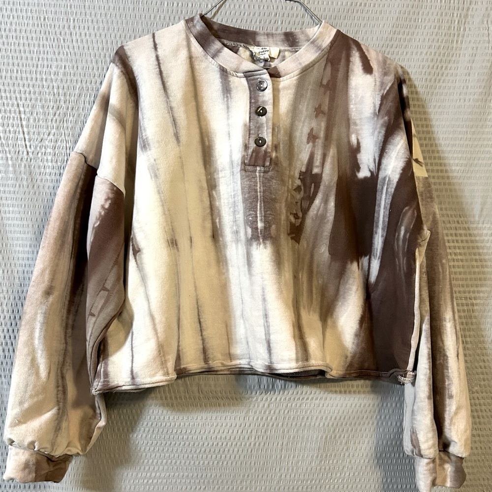 Women’s Entro Long Sleeve Brown/White Crop Top